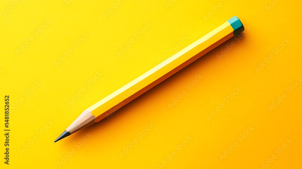 A yellow background displays a single pencil. A yellow background displays a single pencil.