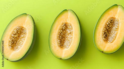 Wallpaper Mural Sweet Melon Halves, Juicy Refreshment, Summer Fruit Torontodigital.ca