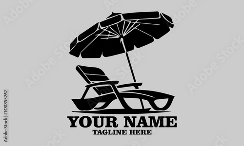 Beach chair silhouette vector design. Beach umbrella and chair logo icon beach chair vector illustration