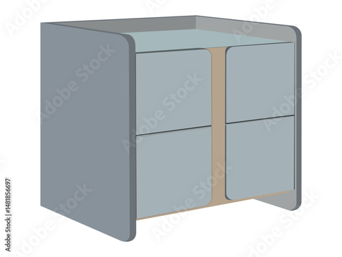 Modern minimalist gray drawer unit with clean lines and soft edges for home decor
