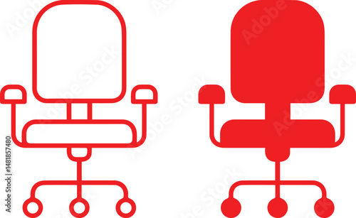 office chair, ergonomic chair, swivel chair, adjustable chair, blue chair, minimalist chair design, vector illustration