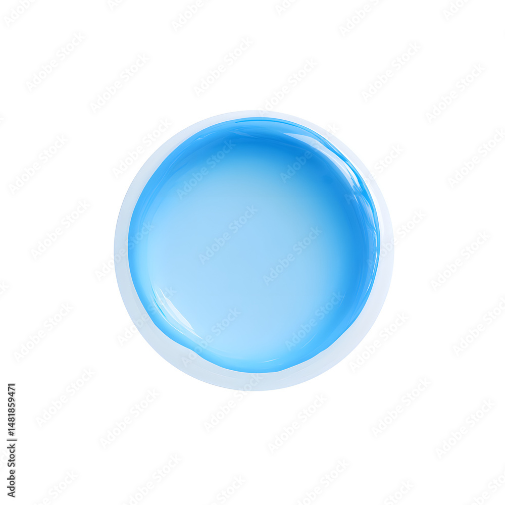 White cell with Blue liquid Inside Top View Isolated on White White cell with Blue liquid Inside Top View Isolated on White