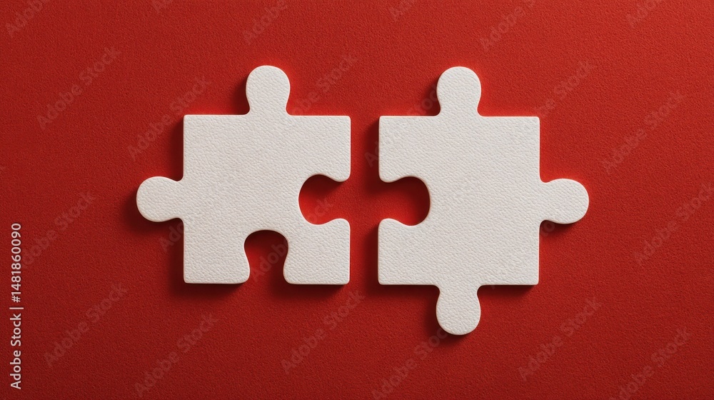 Obraz premium Two white puzzle pieces joined (1)
