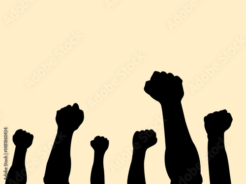 Silhouette of hand fist up on the air design. Graphic of hand's up concept. Vector illustration.
