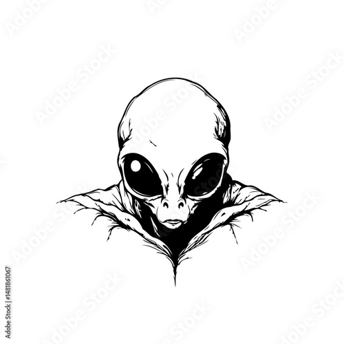 Ethereal extraterrestrial enigma: a monochrome exploration of otherworldly presence