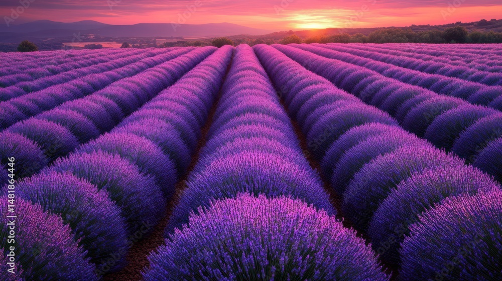 Fototapeta premium Lavender Field at Sunset