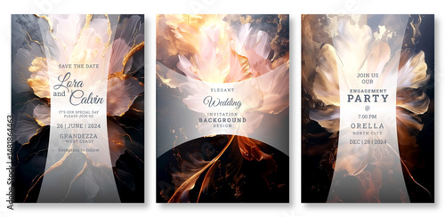 Luxury dark floral wedding invitation template, business brochure template, flyer design, universal background, versatile vector background, creative brochure template, party invitation template