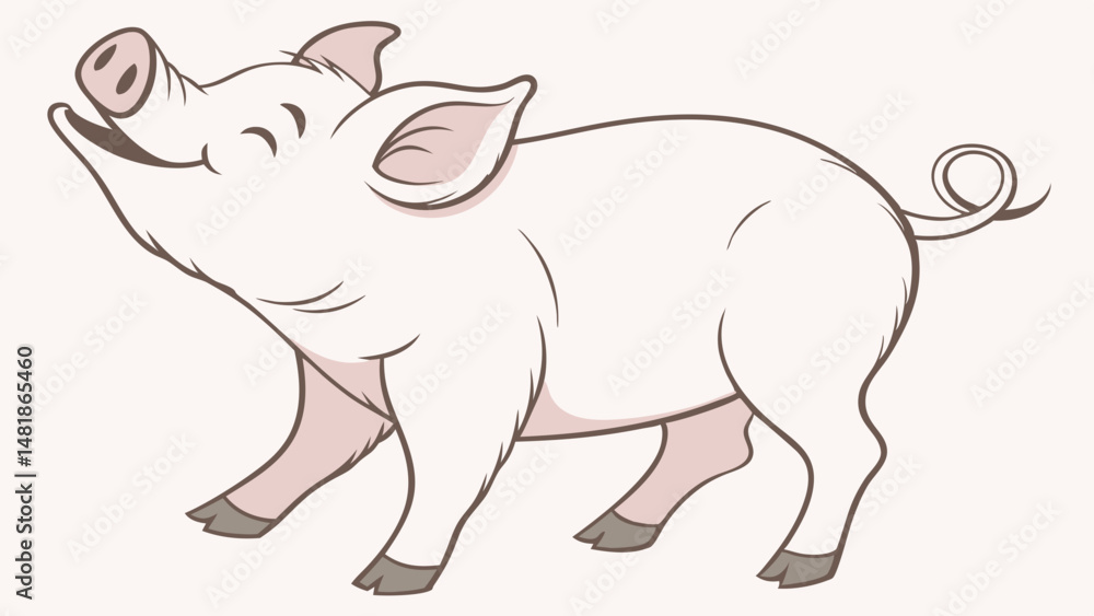 Vector SVG cute piglet standing on two legs, smiling joyfully, showcasing its playful nature and charm Vector SVG cute piglet standing on two legs, smiling joyfully, showcasing its playful nature and charm