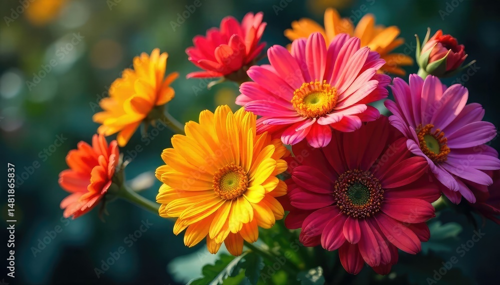 Vibrant bouquet of colorful flowers, close-up view , celebration, beauty Vibrant bouquet of colorful flowers, close-up view , celebration, beauty
