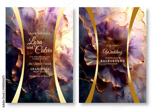 Luxury purple floral art wedding invitation template, business brochure template, flyer design, universal background, versatile vector background, creative brochure template, party invitation template