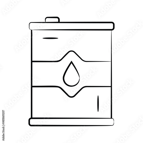 Trendy icon of oil barrel designed in hand drawn style