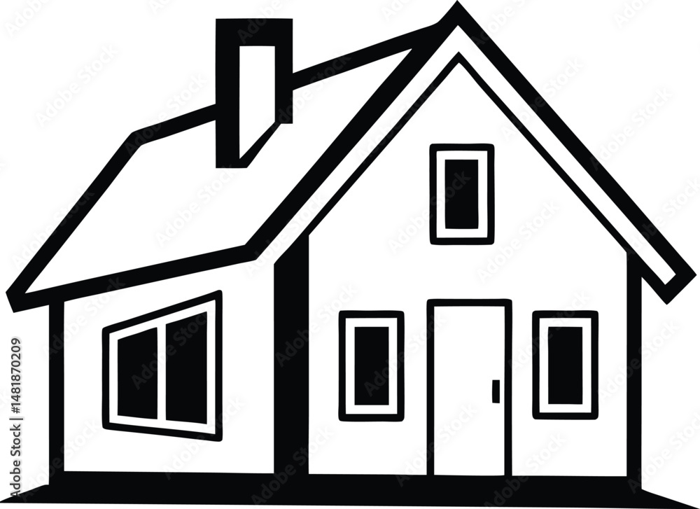 Home Silhouette Vector Illustration In White Background Home Silhouette Vector Illustration In White Background