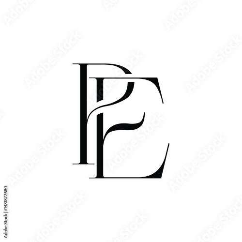 PE monogram logo design letter text name symbol monochrome logotype alphabet character simple logo