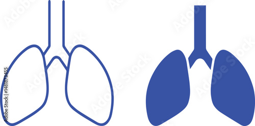 lungs, human respiratory system, medical illustration, blue and white, anatomical diagram, minimalist, digital art vector graphic