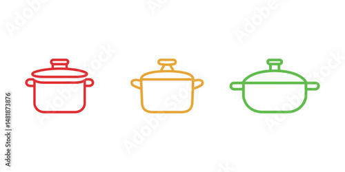 Cooking pot set isolated on white background