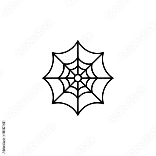 Black spiderweb displays spooky detail against a crisp white background for versatile usage