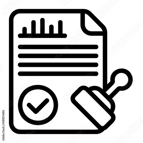 Stamp Approved Line Icon
