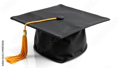 Wallpaper Mural Black graduation cap, tassel hanging down, isolated on white background , academic regalia, tassel, white background Torontodigital.ca