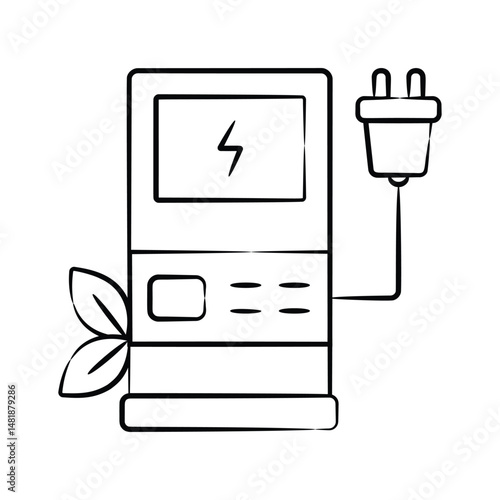 Creatively designed hand drawn icon of charging dock terminal