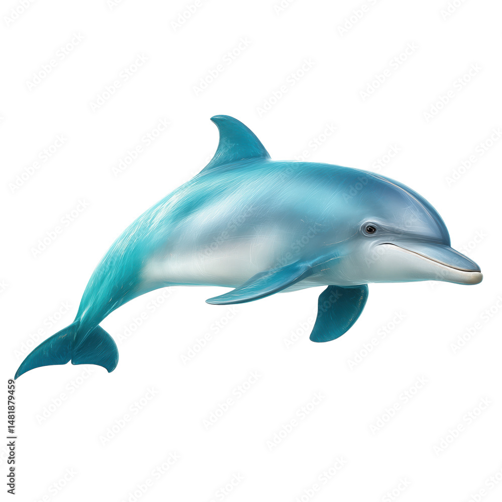 Majestic Dolphin in Vibrant Blue Hues , isolated on white background png Majestic Dolphin in Vibrant Blue Hues , isolated on white background png