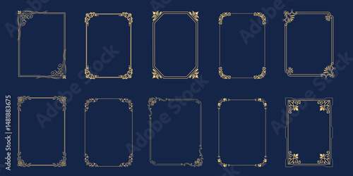 Vintage calligraphic frames. Ornate calligraphy frame, retro elegant ornamental borders, filigree floral ornaments for framed certificate template.