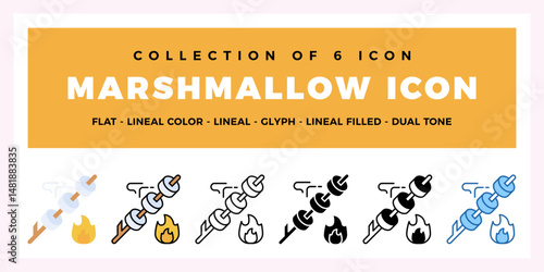 Marshmallow Icon Collection Delicious Campfire Treats