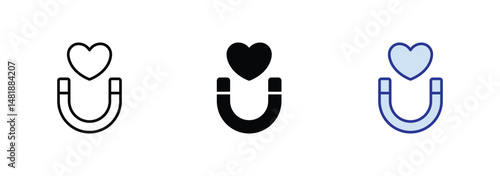 Magnet icon vector logo. Magnet symbol in flat design