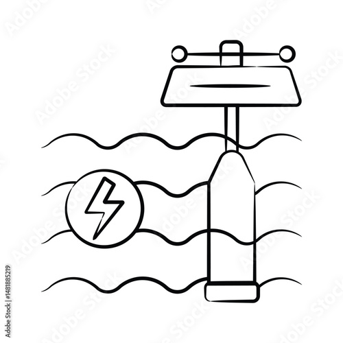 Check out doodle style icon of wave energy
