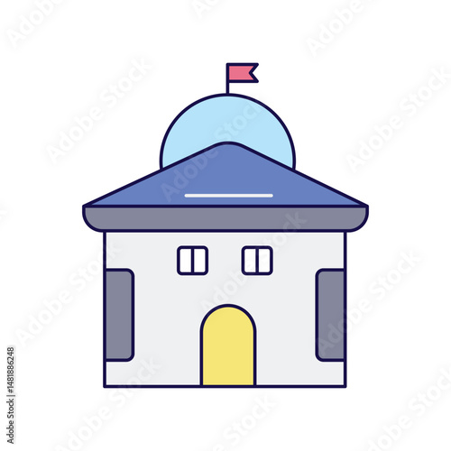 Embassy  color line icon with white background vector stock illustration