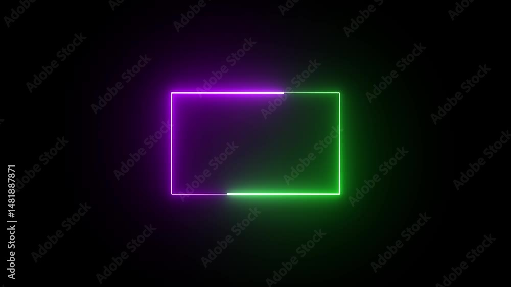 Animation of abstract neon frame, Glowing neon rectangle loop. Animation of abstract neon frame, Glowing neon rectangle loop.