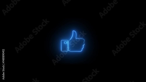 neon like thumbnail baton. Glowing neon line like button symbol. Neon like icon.