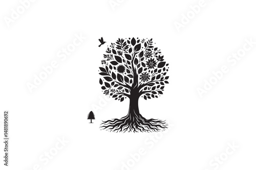 A Sassafras tree vector silhouettes image made by adobe illustrator. eps