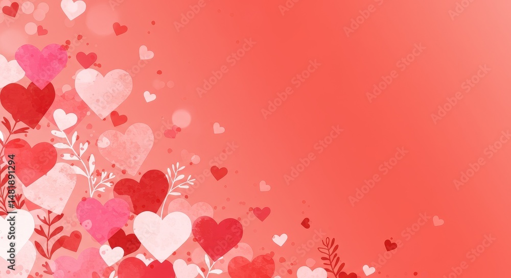 Abstract Background Illustration Red Pink White Hearts Valentine Day Abstract Background Illustration Red Pink White Hearts Valentine Day