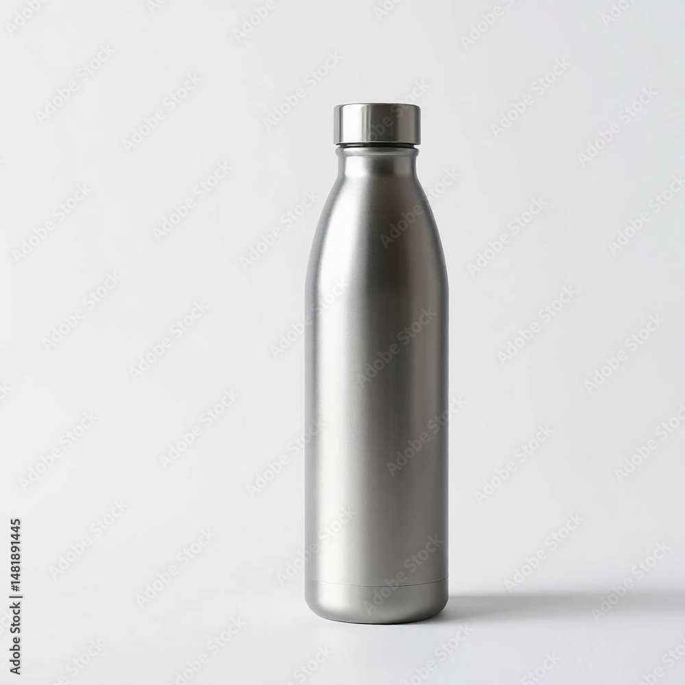 Matte Stainless Steel Water Bottle with Sleek Modern Design on Pure White Background
Matte Stainless Steel Water Bottle with Sleek Modern Design on Pure White Background