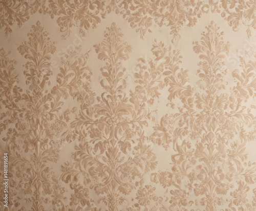 Elegant beige damask fabric with intricate floral pattern , damask, elegant