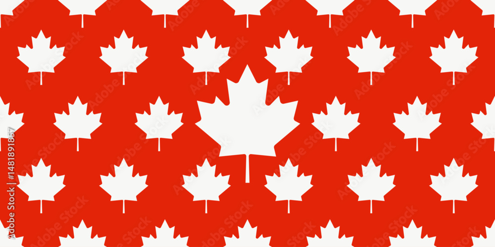 Canada Maple leaves Seamless Trellis template design. Perfect white Maple leaf on red background. Vector illustration for wrapping paper wallapper print wall decor. EPS 10 Canada Maple leaves Seamless Trellis template design. Perfect white Maple leaf on red background. Vector illustration for wrapping paper wallapper print wall decor. EPS 10