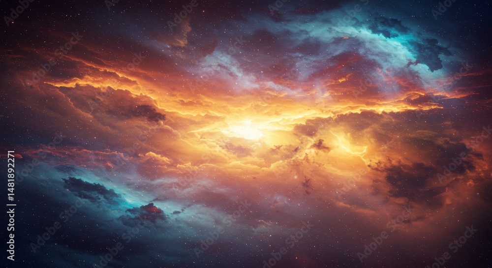 Fototapeta premium Abstract Background Image of Colorful Nebula and Starry Night Sky