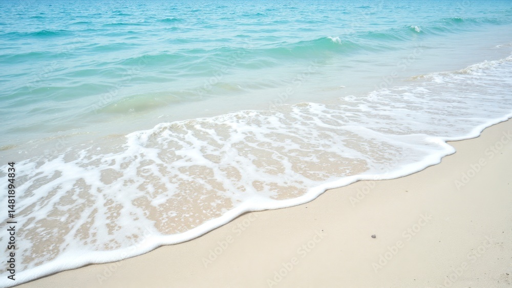 Gentle waves lapping on sandy beach tropical shoreline nature photography calm environment close-up view serenity concept Gentle waves lapping on sandy beach tropical shoreline nature photography calm environment close-up view serenity concept