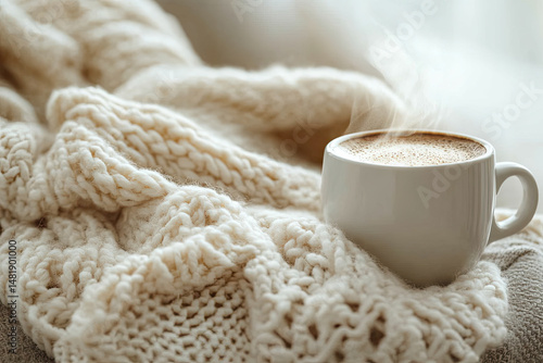 Wallpaper Mural Wrapped in Warmth Beside a Steaming Coffee Mug Torontodigital.ca