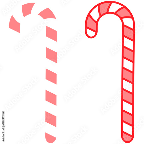 赤と白のシンプルなキャンディケインイラスト クリスマスにぴったりの冬素材