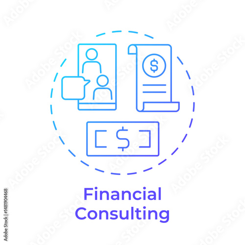Wallpaper Mural Financial consulting blue gradient concept icon. Investment strategy, budgeting. Risk management. Round shape line illustration. Abstract idea. Graphic design. Easy to use in infographic Torontodigital.ca