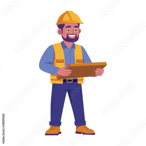 Flat illustration showing an architect planning a building project