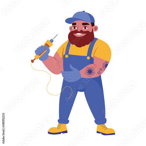 A flat style illustration of a professional tattoo artist