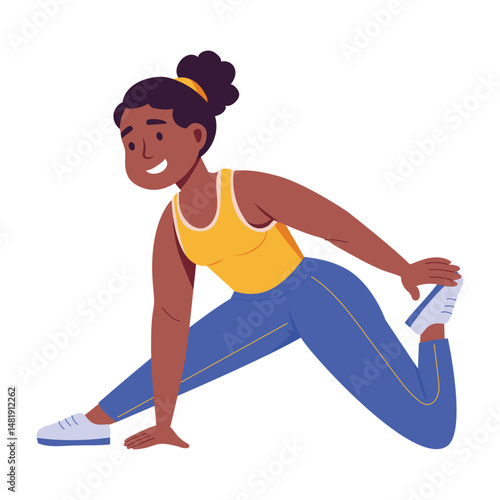 Flat illustration depicting a character doing workout