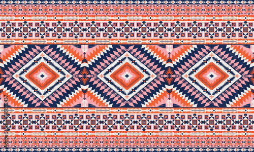 American tribal ethnic native pattern.Traditional Navajo,Aztec,Apache,Southwest and Mexican style fabric pattern.Abstract vector motifs pattern.For fabric,clothing,blanket,carpet,woven,wrap,decoration