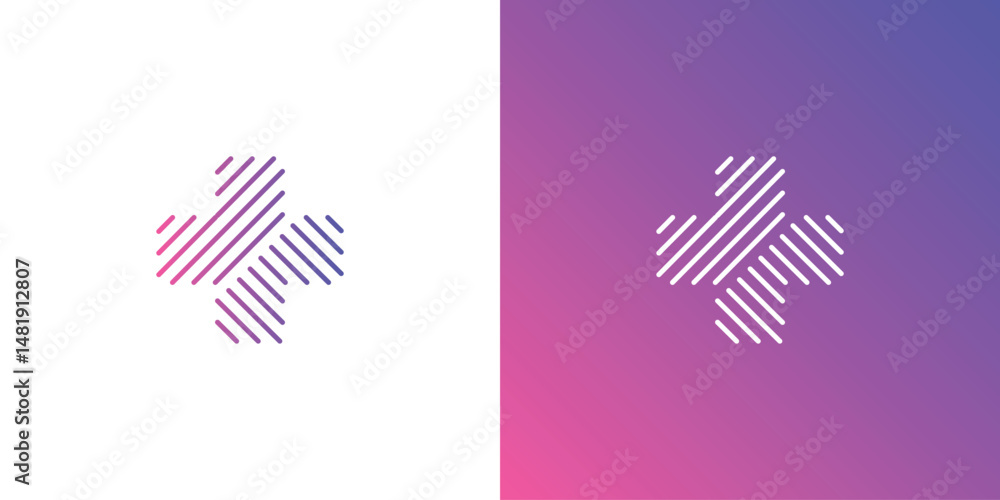 Fototapeta premium Cross Medical Line, Hospital or Clinic Logo Design