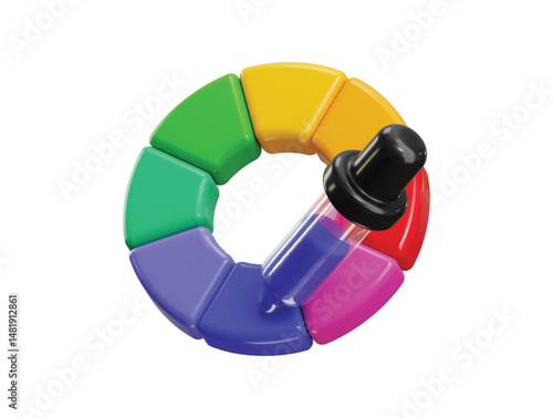 Color picker icon 3d render concept of 3d round color plat colorful creative illustration design