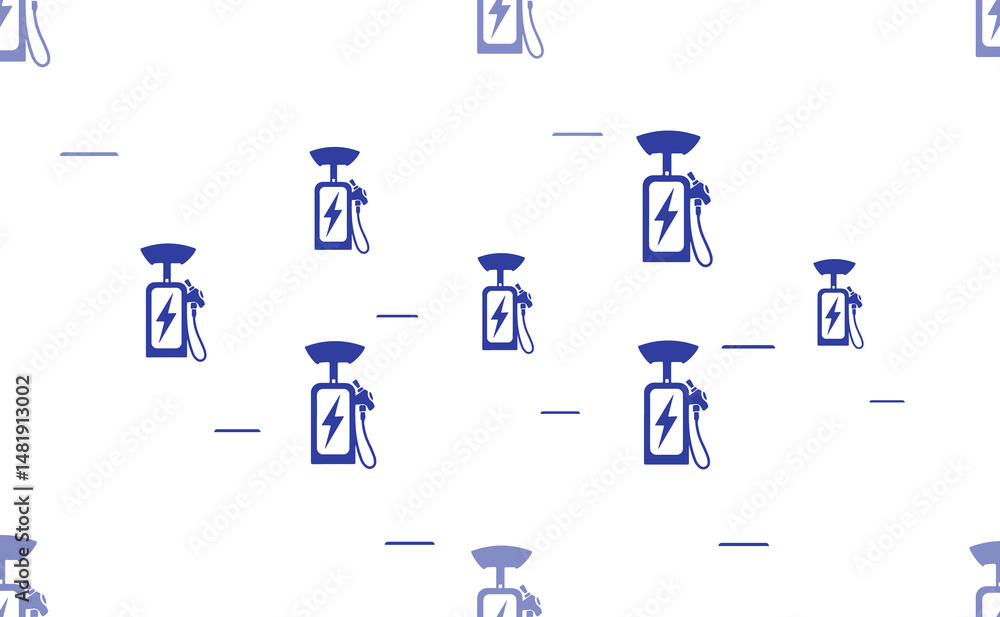 Seamless pattern of large isolated blue electric charging station symbols. The pattern is divided by a line of elements of lighter tones. Illustration on light transparent background Seamless pattern of large isolated blue electric charging station symbols. The pattern is divided by a line of elements of lighter tones. Illustration on light transparent background