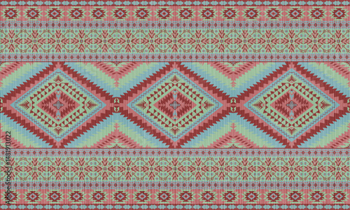 American tribal ethnic native pattern.Traditional Navajo,Aztec,Apache,Southwest and Mexican style fabric pattern.Abstract vector motifs pattern.For fabric,clothing,blanket,carpet,woven,wrap,decoration