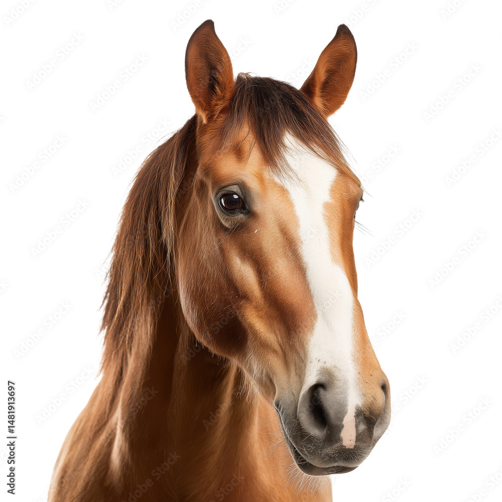 Close-up Portrait of a Majestic Horse , isolated on white background png Close-up Portrait of a Majestic Horse , isolated on white background png